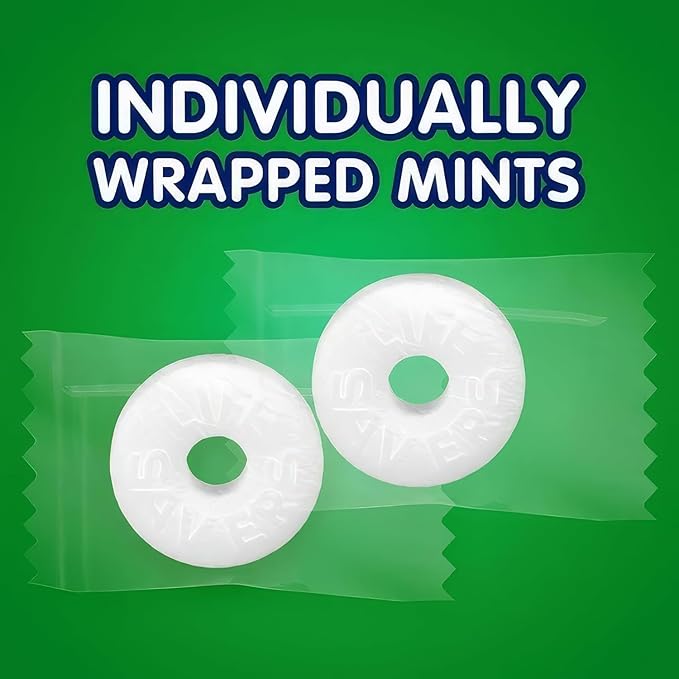 Life Savors Wint O Green Mints - 2 Pounds of Delicious Wintergreen Fresh Breath Mints - (Approx 220 Pieces) - Individually Wrapped - Bulk Hard Candy