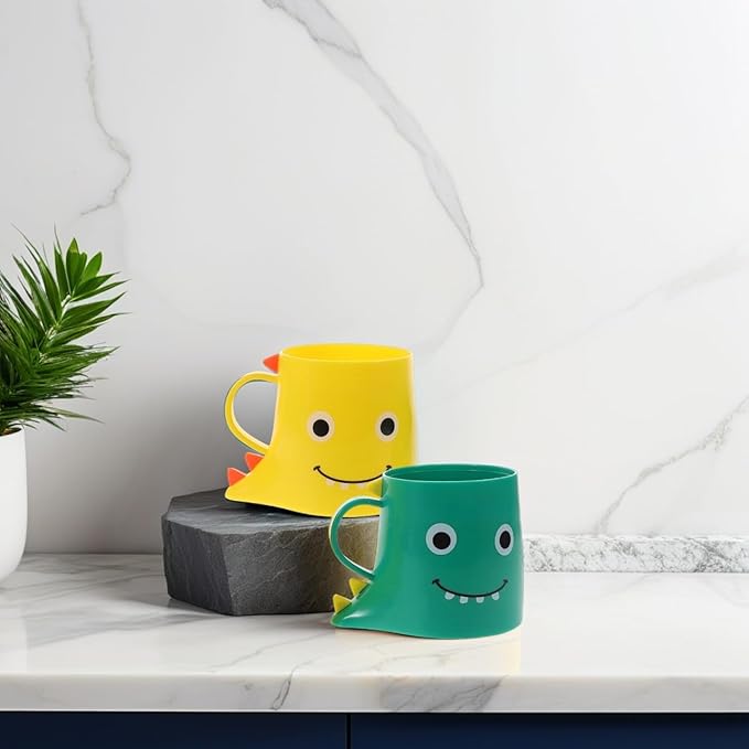 ABOOFAN 2Pcs Cute Dinosaur Toothbrush Cup for Kids Toddler Unbreakable Plastic Bathroom Tumbler Cup Multipurpose Toothbrush Holder for Bathroom Kitchen