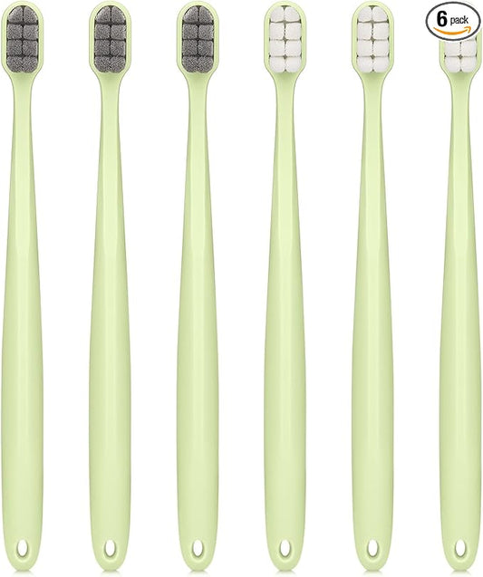 Extra Soft Toothbrushes for Adults Sensitive Gums, Upgraded 20000 Soft Micro Nano Bristles Toothbrush with 8 Holes, Compact Small Head Portable Toothbrush for Pregnant Women, Elderly (6 Pack)