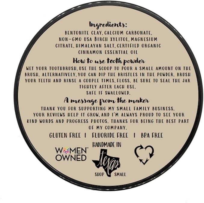 Simply Sooney Remineralizing Vegan Mineral Tooth Powder I Cinnamon Formula I Natural Whitening I Stronger Teeth (1.5oz Jar)