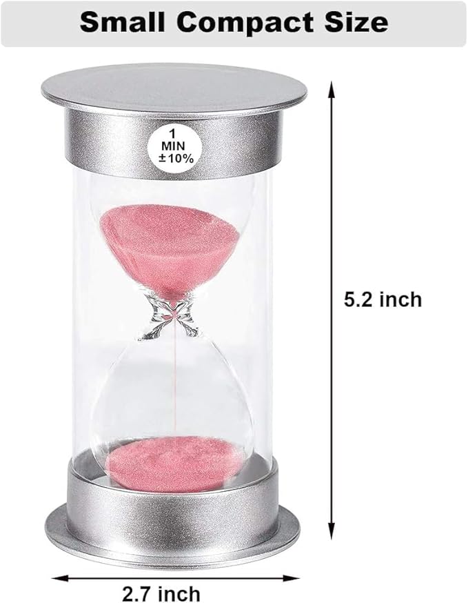 SuLiao 2 Minute Hourglass Timer Sand Clock： Unbreakable Pink Sand Watch 2 Min, Colorful Plastic Hour Glass Sandglass for Kids, Games, Decor, Classroom, Kitchen, Toothbrush Timer