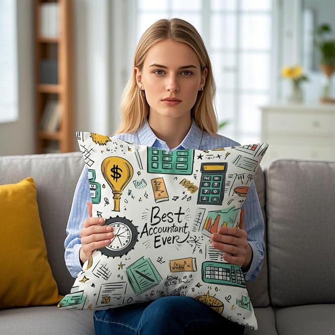 Cirzone Accountant Gifts for Women -18x18Inch Accountant Throw Pillow Cover Accountant Gifts with Gift Box Perfect Birthday Accounting Graduation CPAS Gifts for Home Sofa Decor