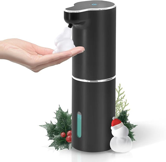 LAOPAO Automatic Foaming Hand Soap Dispenser Touchless Foam Soap Dispenser Rechargeable Bathroom Countertop Soap Pump for Kids Xmas Gift 300ml-BLACK
