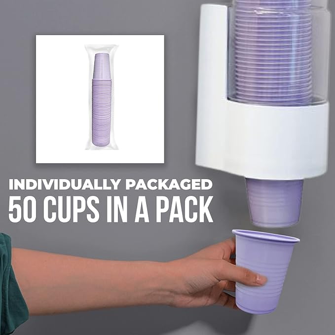 Disposable Cups | 50 Pack | 5 oz Plastic Multicolor Bathroom Party Dental Cups, Perfect for Medicine, Water, Mouthwash, Rinsing
