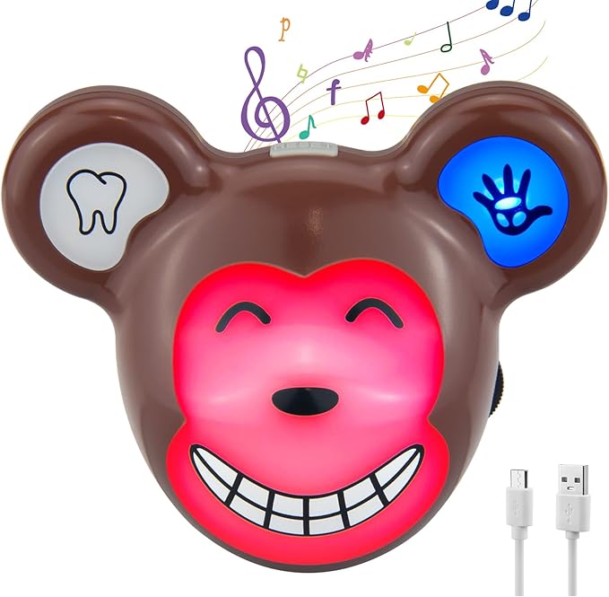 Musical Timer for Kids, Rechargeable Battery 2 Minute Toothbrush Timer and 20 Seconds Bathroom Hand Wash Timers with LED Color Light, 3 Volume Options Musical Timers for Children