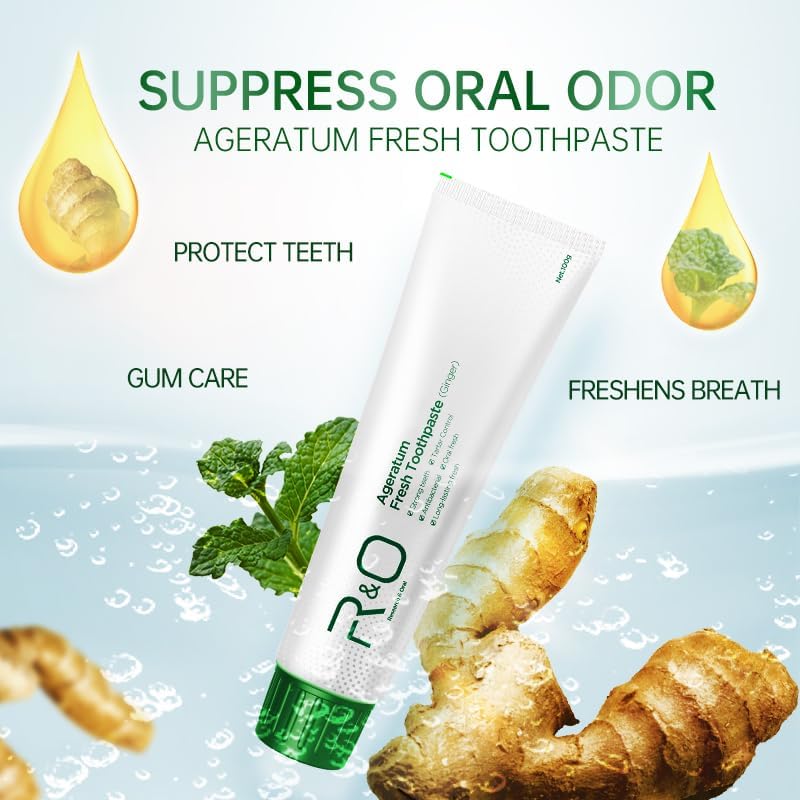 R&O Ginger Mint Fresh Toothpaste, 3.53 oz - A Miracle for Oral Hygiene, Maintains Fresh Breath, Relieves Oral Discomfort, Removes Dental Plaque, Enhances Oral Health
