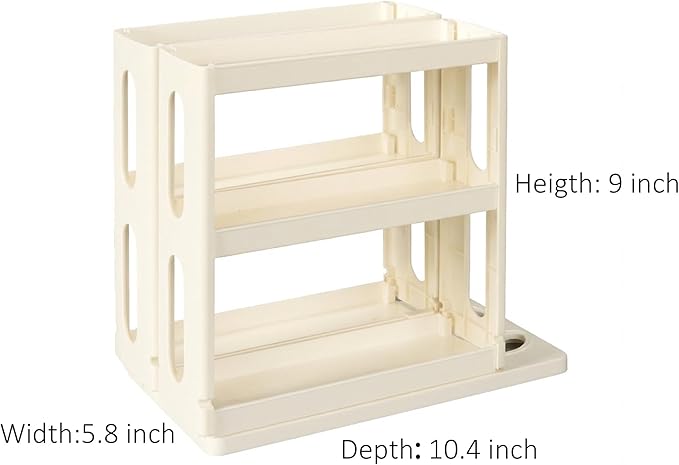 Medicine Organizer 2 Three-Decker Shelves Cabinet Storage Rack Organizer for Holding Vitamins, Supplements Cosmetics (9”H x 5.8”W x 10.4”D) (Natural White)