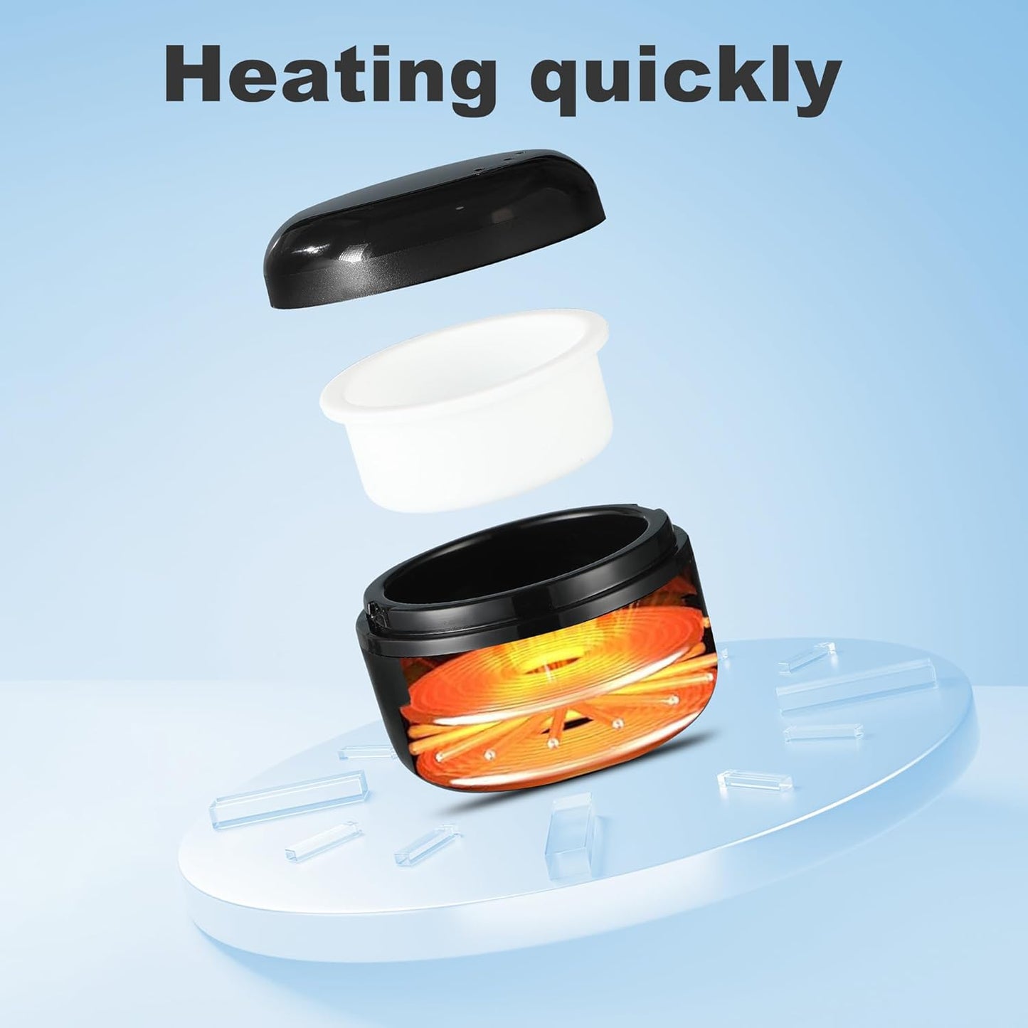 Nose Wax Kit - Travel Wax Warmer for Hair Removal with 100g Waxs, 15 Applicators, 30 Nose Hair Sticks 2 Silicone Pots, 1 Bag Constant Temperature, 15-20 Times Black - Round | Black | Mini