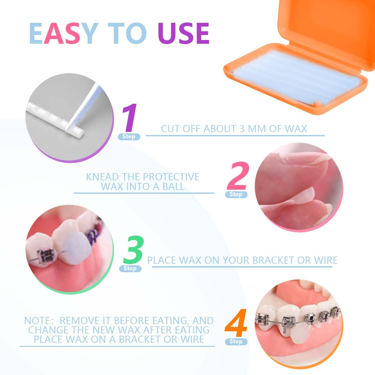 12 Pack Colorful Orthodontic Wax Dental Wax for Braces Wearer