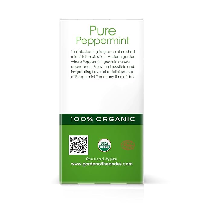 Garden of the Andes - Peppermint Tea - 6 x 20 Tea Bags (120 Count) - USDA Organic Caffeine-Free Herbal Infusion - Refreshing menthol aroma and digestive support