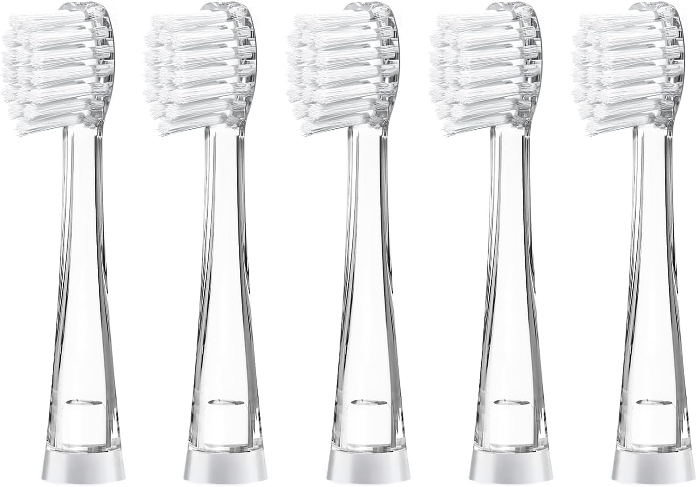 Teeteck 5 Pack Kids Toothbrush Replacement Heads Compatible with SEAGO SG513/SG977/SGEK6, DadaTech DT-K6/DT-BB1/DT-977, Brush-Baby WildOnes(Ages 18-36 Months/Transparent)