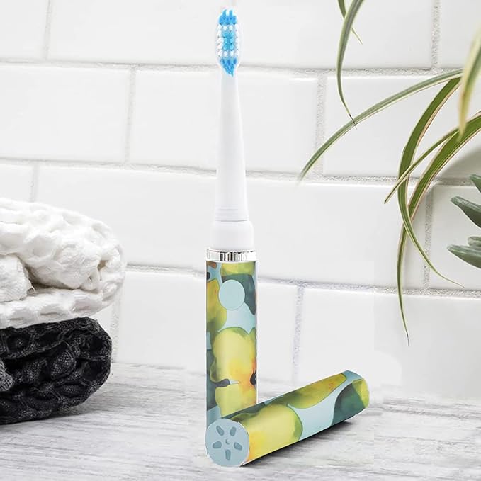 Pop Sonic Electric Toothbrush (Blue Watercolor) - Travel Toothbrushes w/AAA Battery | Kids Electric Toothbrushes with 2 Speed & 15,000-30,000 Strokes/Minute, Dupont Nylon Bristles