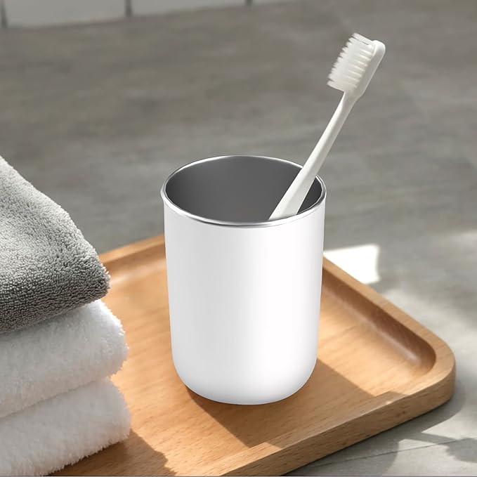 Stainless Steel Mouth wash Cup 12 oz Toothbrush Cup Stainless Steel Small Children Cups for Home，BPA-Free Insulated Tumbler for Home & Outdoor Activities drinking cup (white)