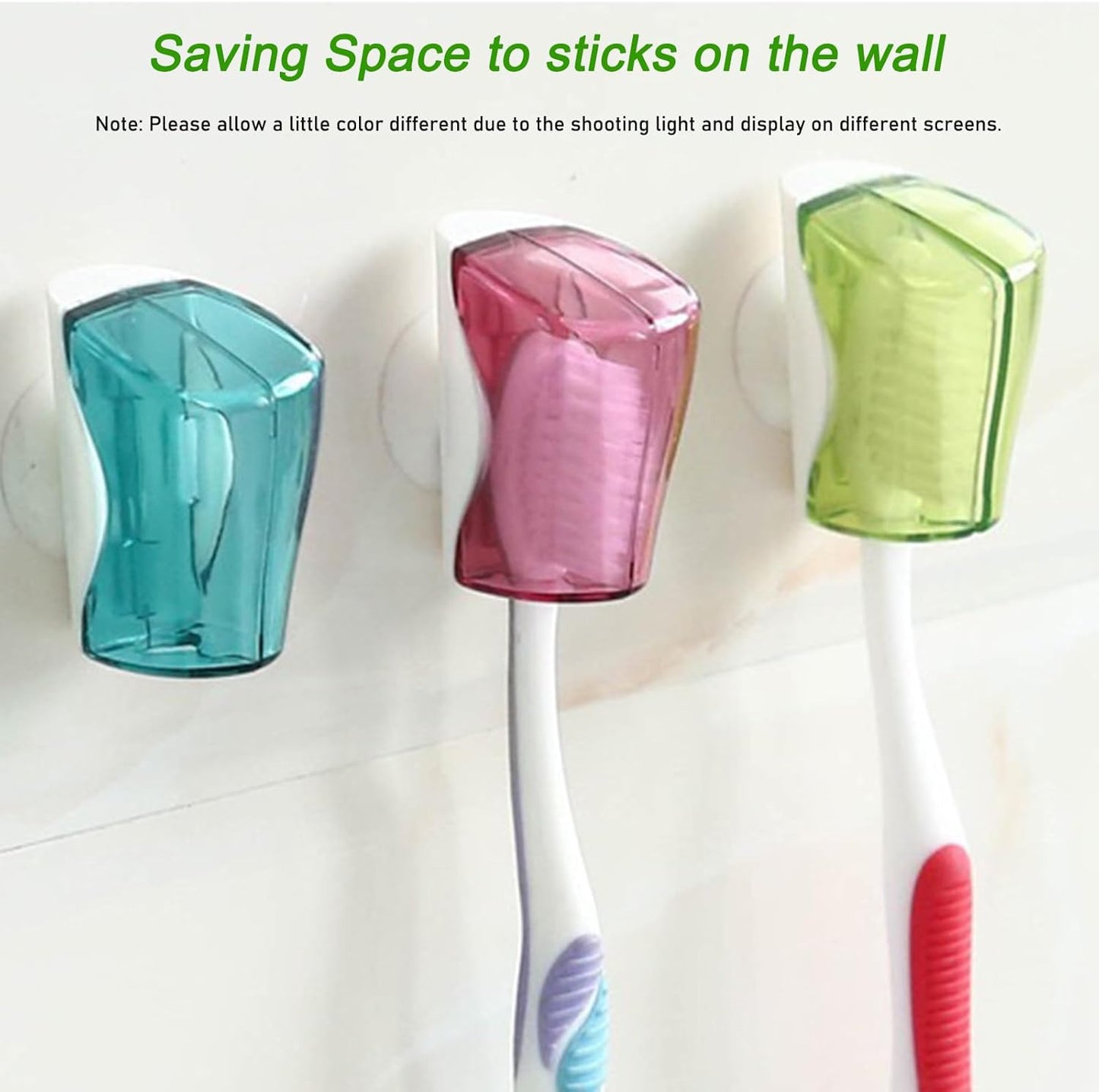 6 PCS Travel Toothbrush Head Covers Caps, Tooth Brush Protector Cap Brush Pod Case Portable Plastic Clip Wall Mounted Hanging Rack Organizer for Bathroom Travel