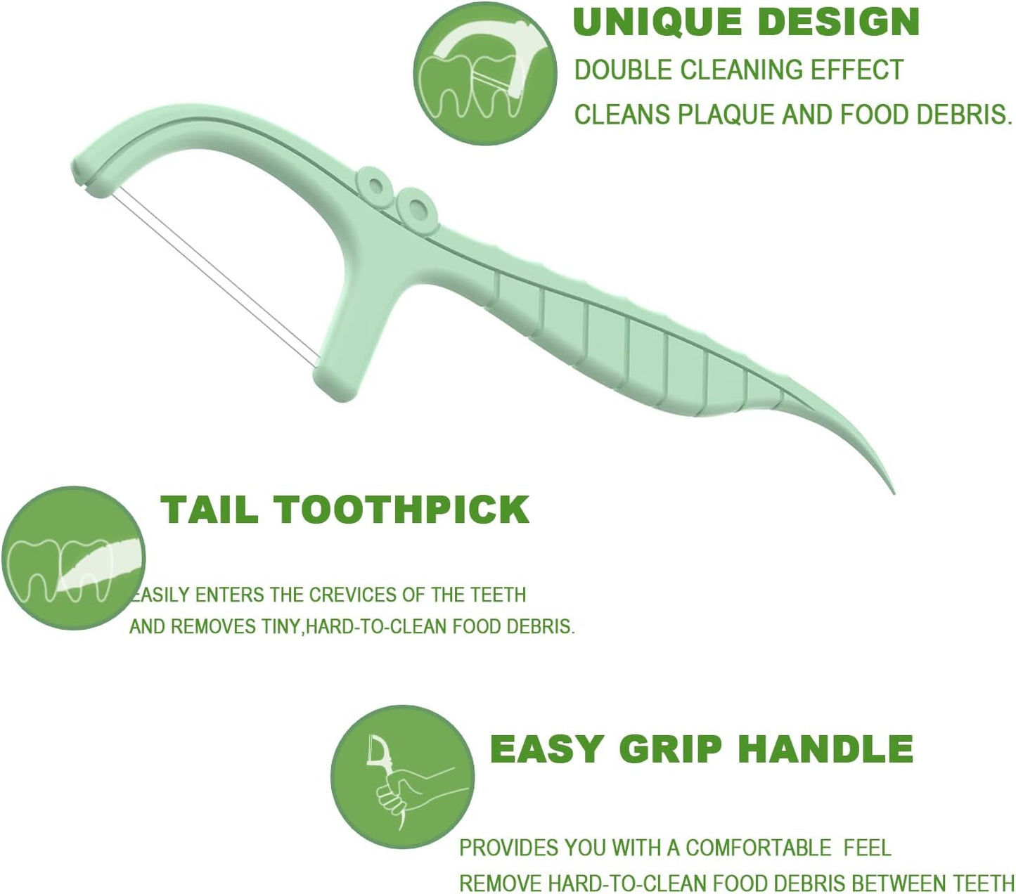 Holy Rose Mint Twin Line Dental Floss Picks - 300 Count Pack, Dual-Action Cleaning Teeth Tool Kit,for Adults Flosser Sticks, for Oral Removal Care Comfort Dental Floss Toothpick.