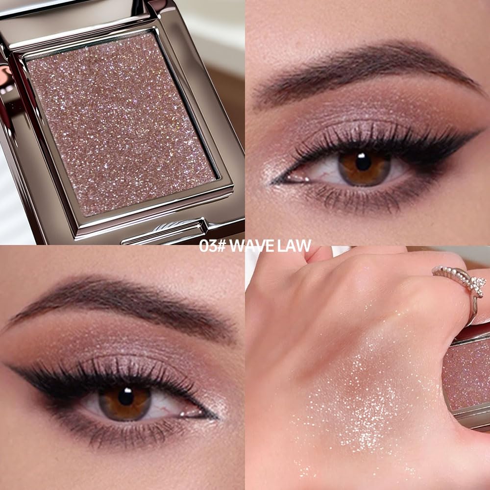Single Glitter Eyeshadow Palette Makeup– velvet Cream Shimmer MIni Eye Shadow,Velvet Eyeshadow Palette –Shimmer Eye Makeup – Vegan& Cruelty-Free. (03#Brown glitter, 1 Count (Pack of 1))