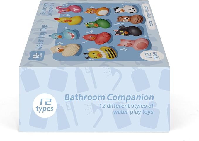 12PCS Rubber Ducks,Toddler Bath Toys,No Hole Bathtub Toys,Baby Pool Toys for 18 Months and Older