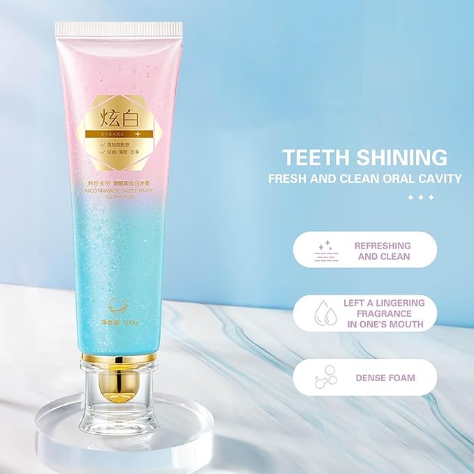 2Pcs Acssart Radiant Whitening Toothpaste,Niacinamide Whitening Toothpastes, Fresh Breath Stain Removal