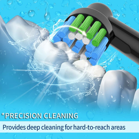 8pcs Replacement Heads Compatible with Oral B Electric Toothbrush, 4pcs Precision Clean and 4pcs Cross Clean Brush Heads, Black