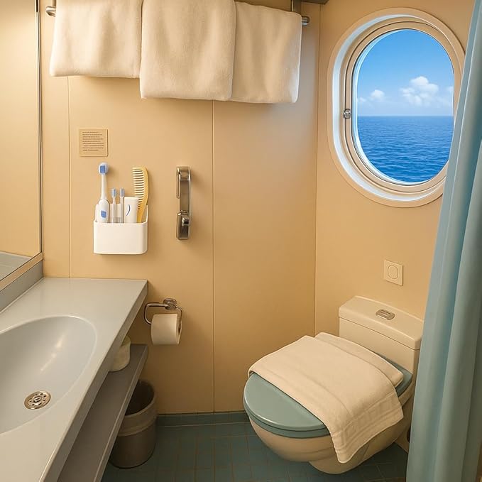 2 Packs Magnetic Toothbrush & Toothpaste Holder for Cruise Ships, Wall‑Mounted Cruise Bathroom Organizer, Compact Travel Storage, 2025 Cruise Essentials