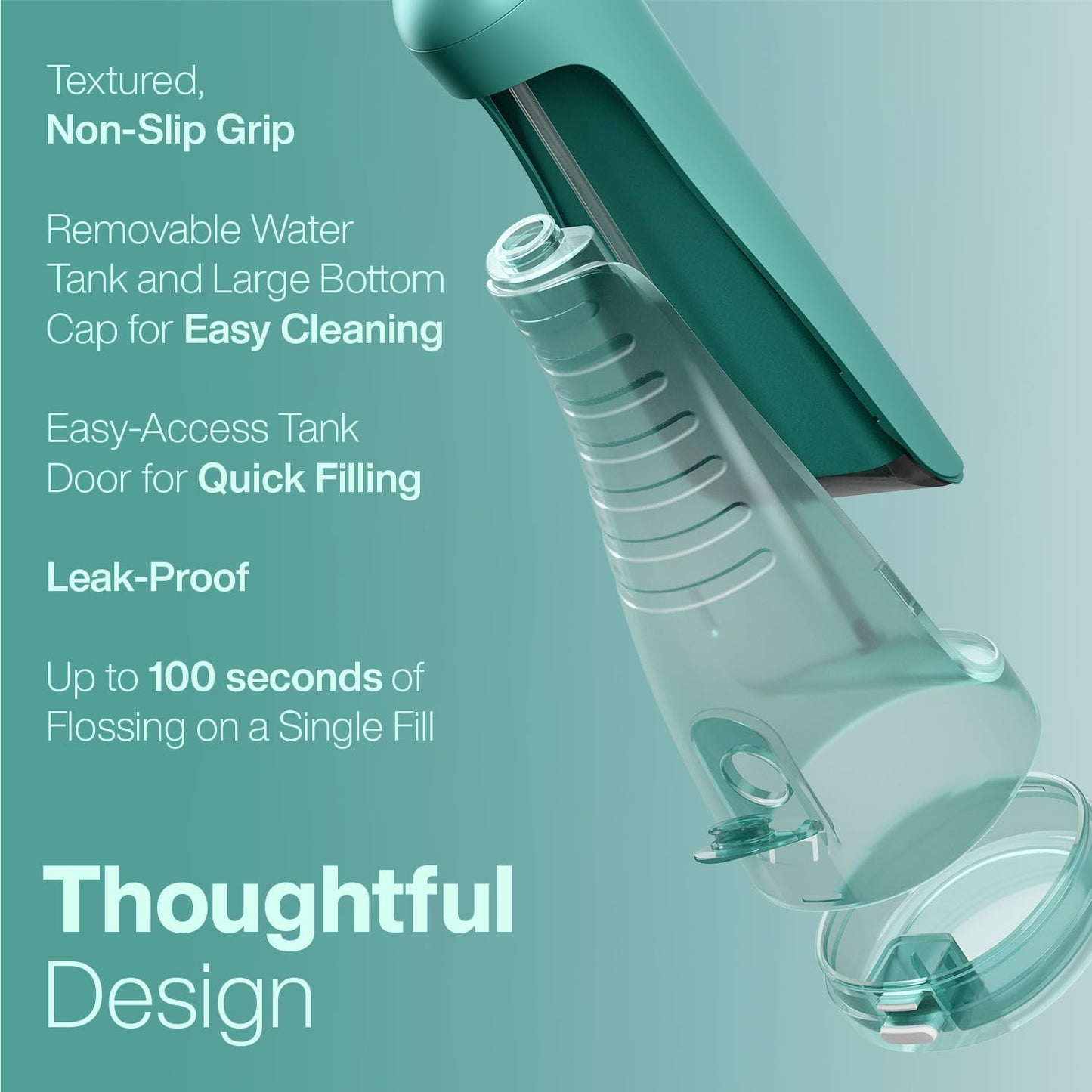 AquaSonic Aqua Flosser PRO - Rechargeable Cordless Water Flosser for Teeth, Gums & Tongue - Modern Design, 300ml Large Tank, 6 Jet Tips with Deluxe Tongue Nozzle, 3 Modes, Waterproof Mint Green