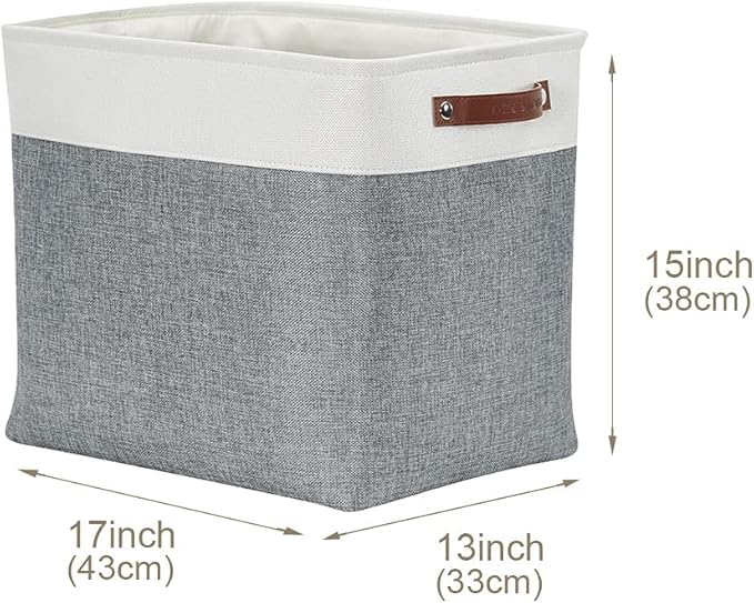 DECOMOMO Extra Large Storage Baskets, 54.5L Fabric Storage Bins for Organizing Linen Closet, Nursery (Slate Grey & White, XXXL - 3 pack)