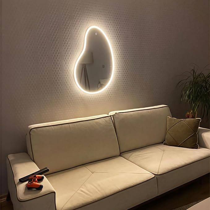 LED Mirror Neon Lights Light Up Dressing Mirror Cat/Shine Heart/Bat/Butterfly Shape Neon Mirror Sign for Modern Home Girl Room Bathroom Salon Wall Art Decor Gift For Girlfriend USB Powered