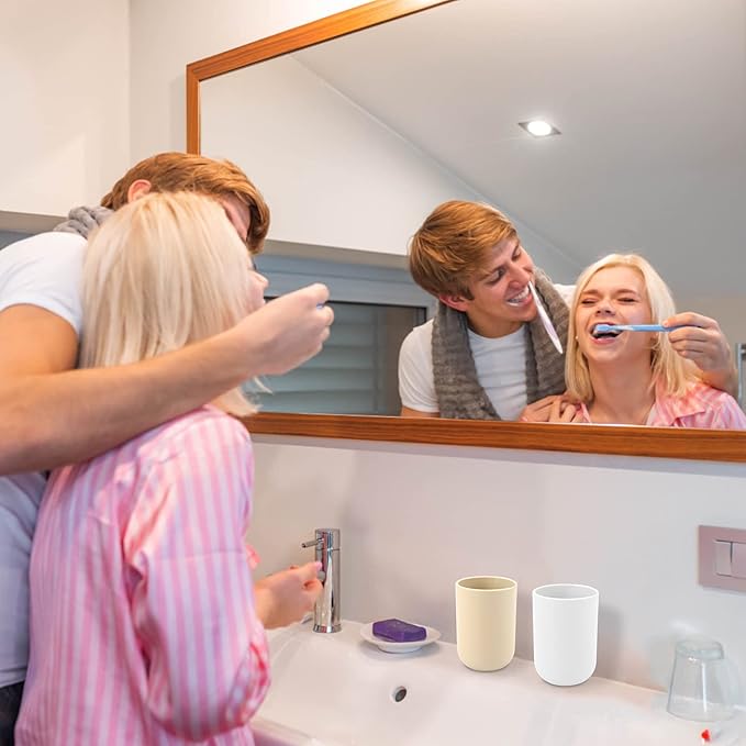 Toothbrush-Holder-Cup,Bathroom-Cup,Tooth-Brushing-Tumbler-Drinking-Teeth-Cup,Toothpaste-Countertop-Organizer,Rinse-Cup,Plastic 350ml (Blue Grey)