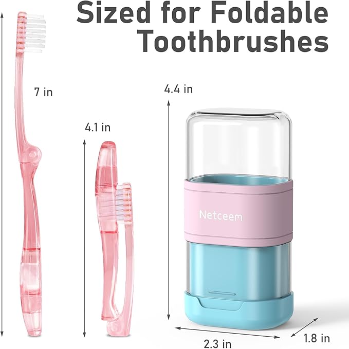 Toothbrush Travel Case Kit,Portable Folding Tooth Brush Holder and Toothpaste Cover Container with Mouthwash Cup, Oral Clean Tools Organizer for Traveling, Bathroom, Camping, Business Trip(1Pack）