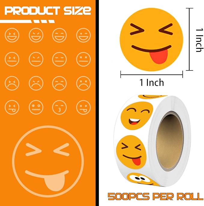1500 Pcs Smiley Face Stickers Motivational Stickers for Teachers (Bright Yellow-3 Pack)
