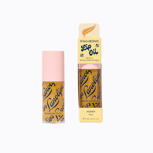 Lanolips Hydrating Lip Oil - Plumping Lip Gloss Infused with Lanolin Oil, Hyaluronic Acid & Vitamin E - Non-Sticky, Glossy Finish Beauty Products - Honey (0.2 Fl oz)