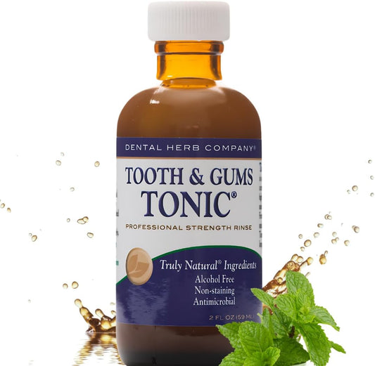 Dental Herb Company Tooth & Gums Tonic Mouth Wash - Travel Size ** (2 oz.) ** Made with Pure Essential Oils to Relieve Bad Breath, Bleeding and Irritated Gums.