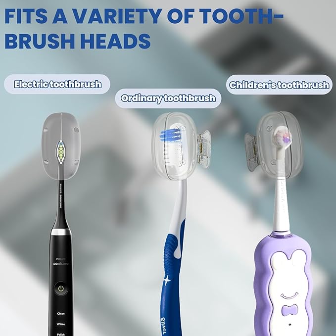 Zoyiancy 10pcs Toothbrush Cover, Toothbrush Protector Case, Travel Tooth Brush Head Pod Case, Toothbrush Cap Plastic Clip for Household Bathroom School (Pink, Purple, Orange, Yellow, Clear)