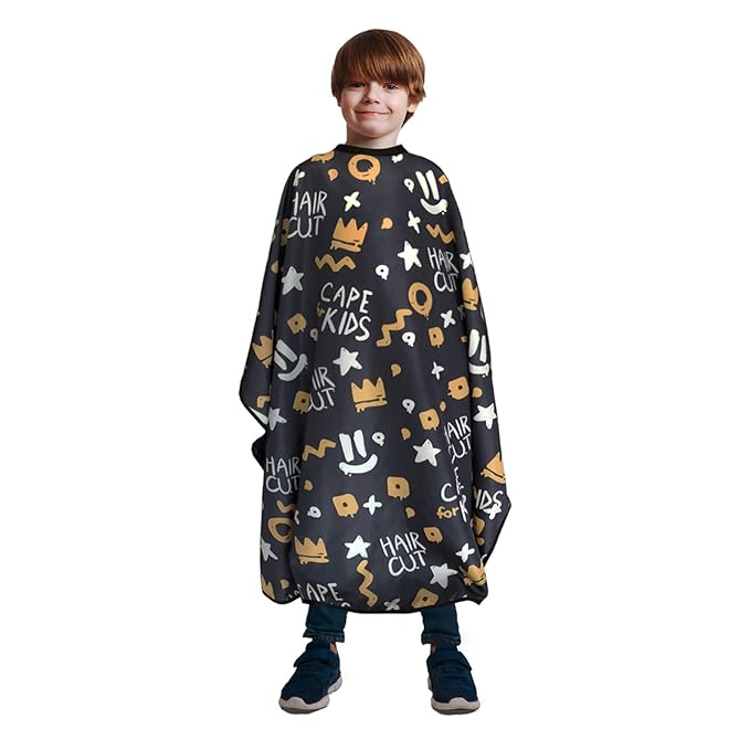 Barber Cape for Kids, Hair Cutting Cape, Professional Salon Hairdressing Cape for boys, Waterproof & Light Weight & Machine Washable - 39”× 51”（Crown Pattern）