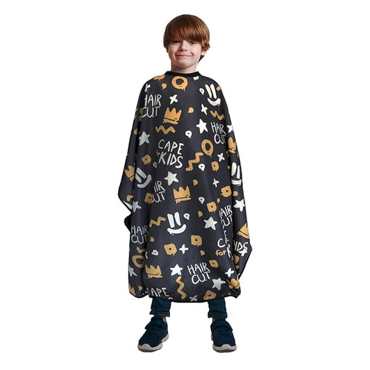 Barber Cape for Kids, Hair Cutting Cape, Professional Salon Hairdressing Cape for boys, Waterproof & Light Weight & Machine Washable - 39”× 51”（Crown Pattern）