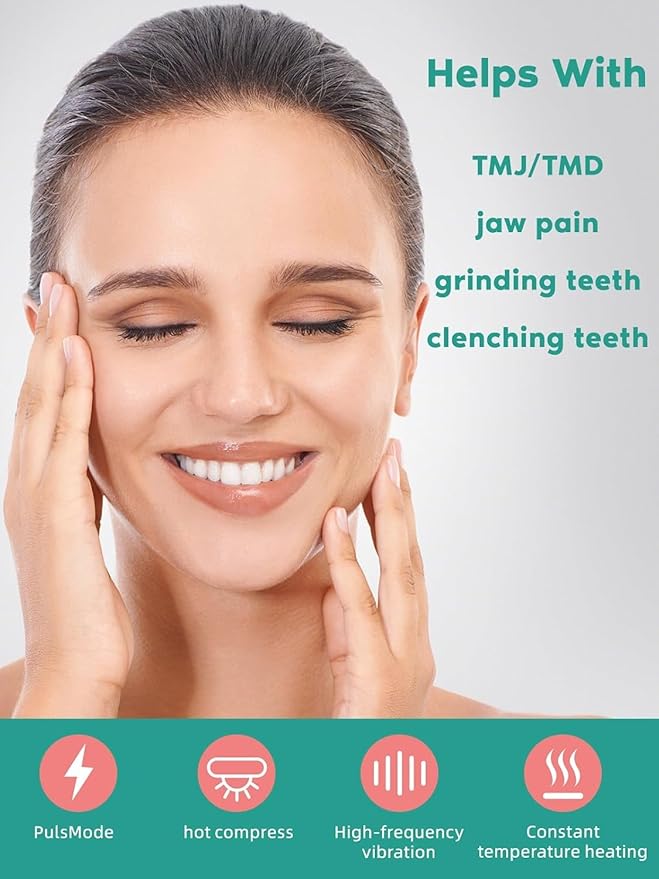 SandoKare TMJ Relief Products Jaw, TMJ Relief Massager, Vibration and Heating, Ergonomic Multi-Needle Design TMJ Massage Tool, Effective Jaw & Neck Pain, Grinding and Clenching Teeth Relief (Green)