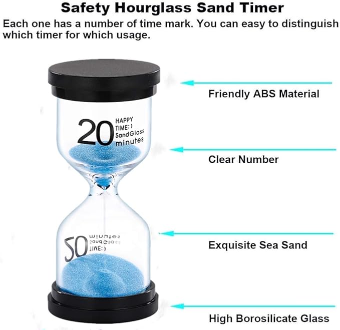 SuLiao Sand Timer 20 Minutes Hourglass: Plastic Sand Clock 5 Min, Little Purple Sand Watch 5 Min for Kids, Games, Classroom, Kitchen, Decorative