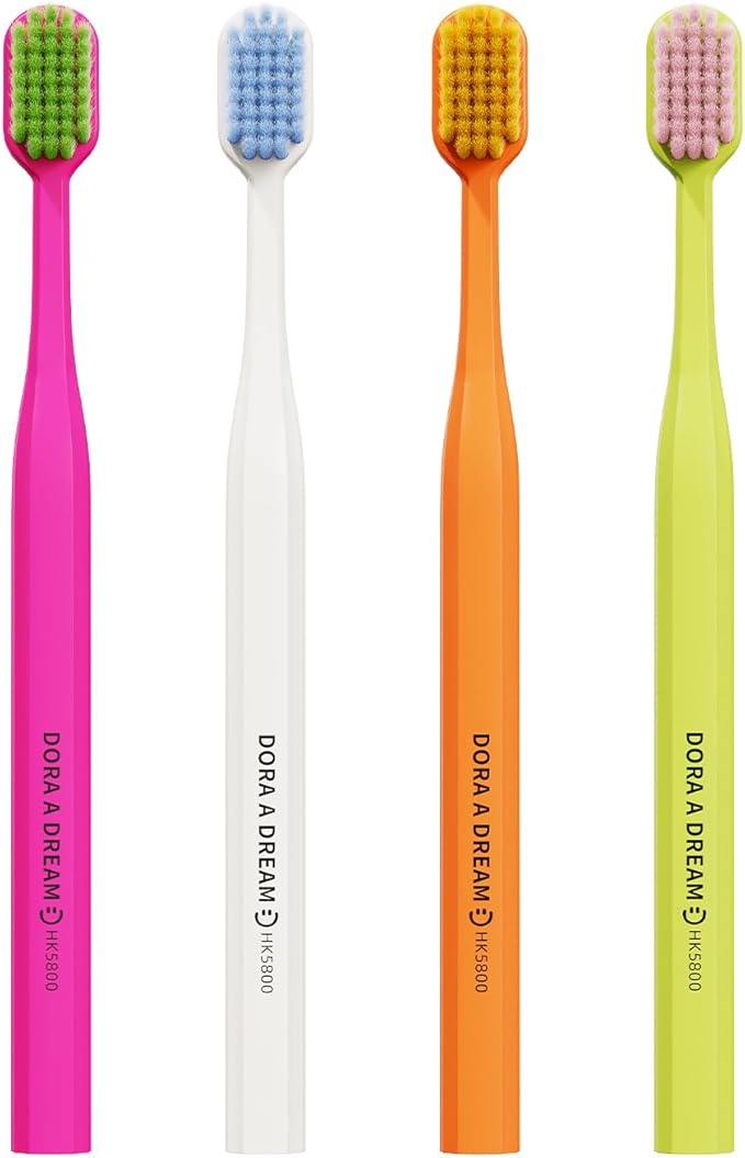 8-Pack Classic Manual Toothbrush Set, Extra Soft Activated-Charcoal Tapered Bristles, Eco-Friendly Biodegradable Handle with Travel Cap, Dentist-Recommended for Adults, 4 Colors