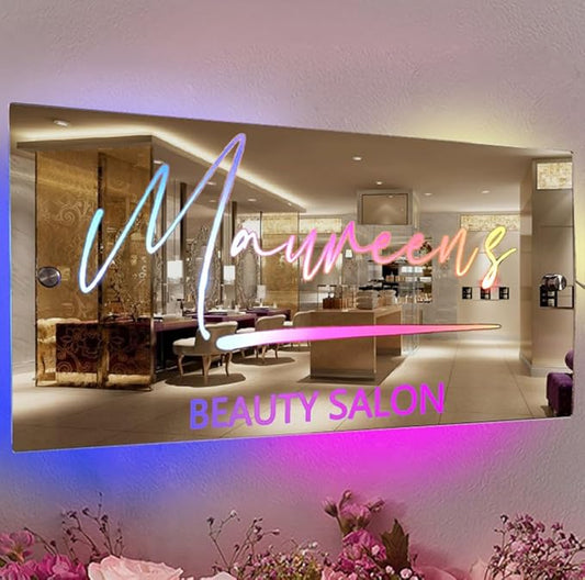 Personalized LED Name Mirror Light - Custom Multi Colour Lighting Mirror, Barber Shop, Bedroom Decor