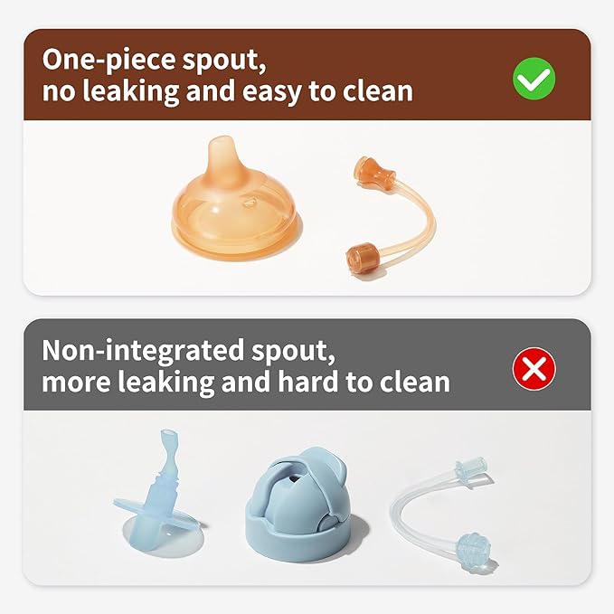 thyseed PPSU Weighted Straw Cup with Handles Toddlers Transition Bottles to Sippy Cups No Spill Learner Milk Water Baby Bottle Soft Silicone Spout Dishwasher Safe BPA Free 6+ Months 10oz/300mL 1 Pack