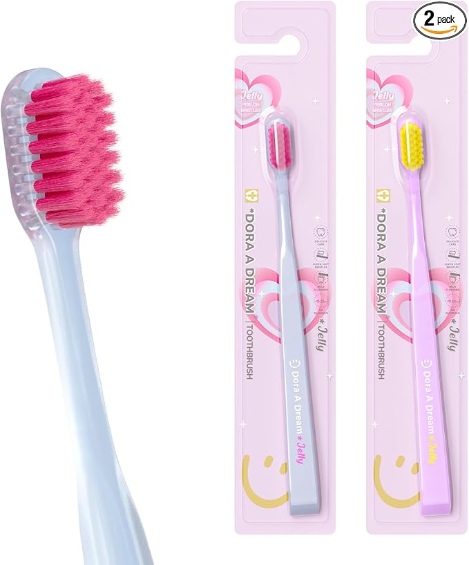 PBT Bamboo Charcoal Toothbrush for Sensitive Gums - 20K Ultra-Soft Wave Bristles for Gentle Cleaning (2-Pack)