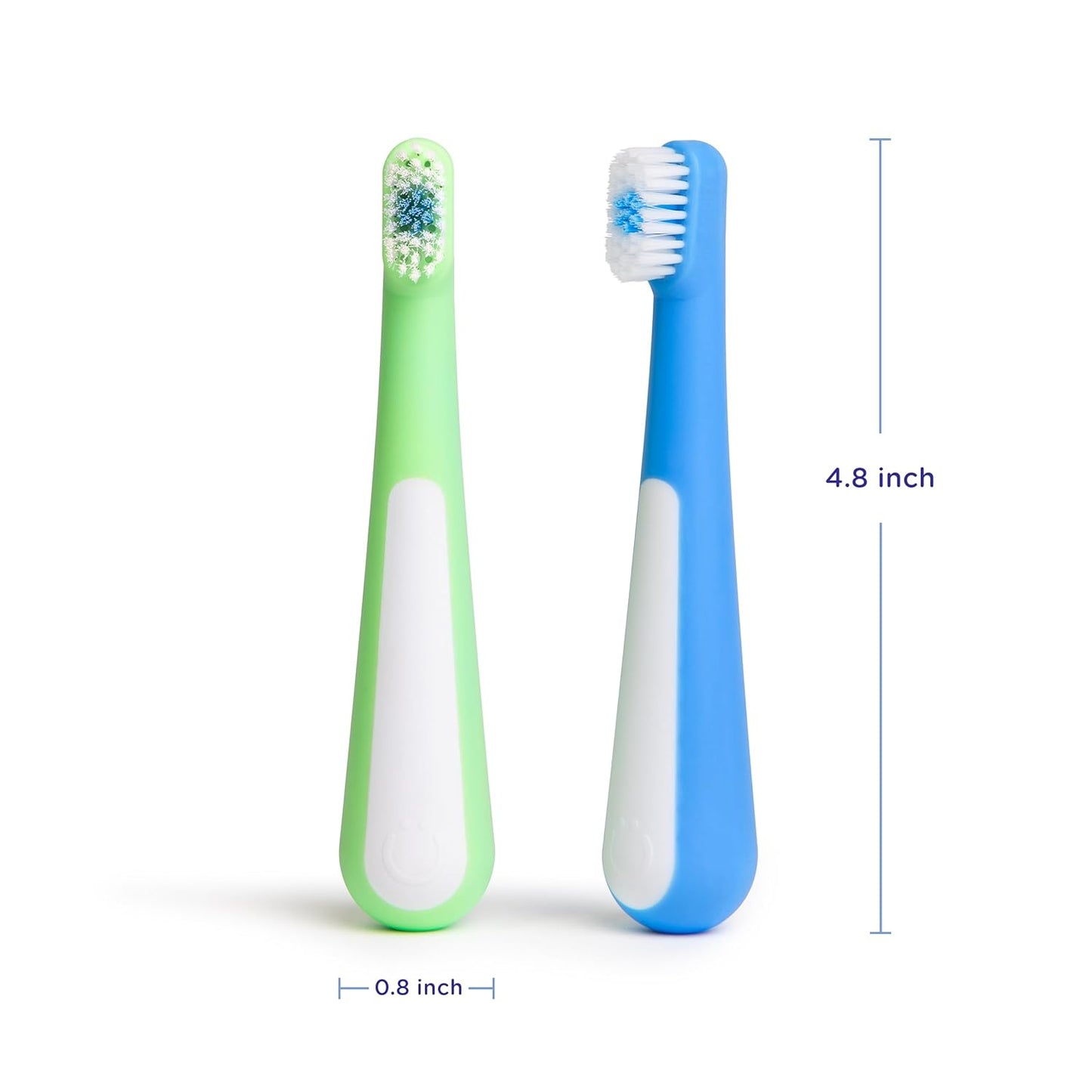 Ubbi Toddler Training Toothbrush Set, Soft Bristled & Gentle Manual Toothbrushes for Baby, Polaris Blue & Zest Green