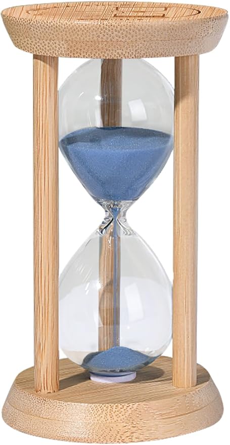 Large Sand Timer,Wooden Hourglass,15 Minute Sandglass Timer,Wood Sand Clock 15 Min,Sand Watch for Study,Yoga,Cooking,Desk Decor & Gift,Blue