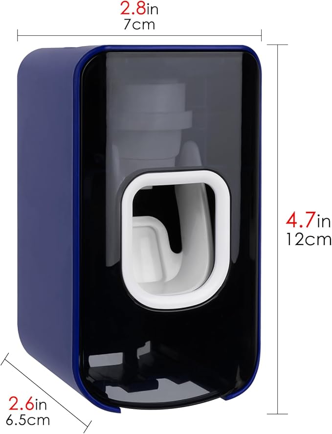 2 Slot Toothbrush Holder and Toothpaste Dispenser Wall Mounted, Automatic Toothpaste Squeezer, 2 in 1 Tooth Brush Toothpaste Organizer for Shower (Dark Blue 2Pack)