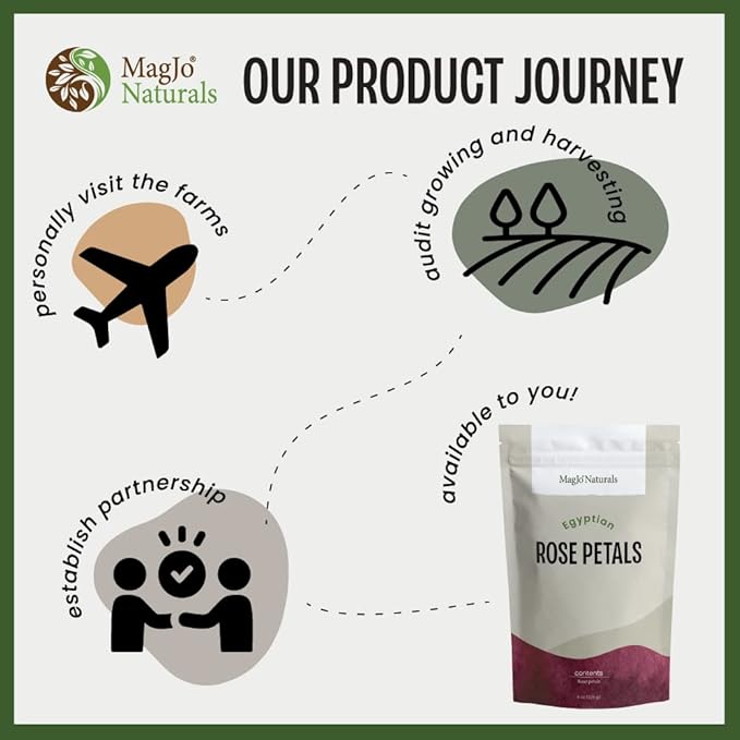 MagJo Naturals Red Rose Petals, Dried, Culinary Grade A, Harvested from Faiyum Oasis in Egypt (4 oz)