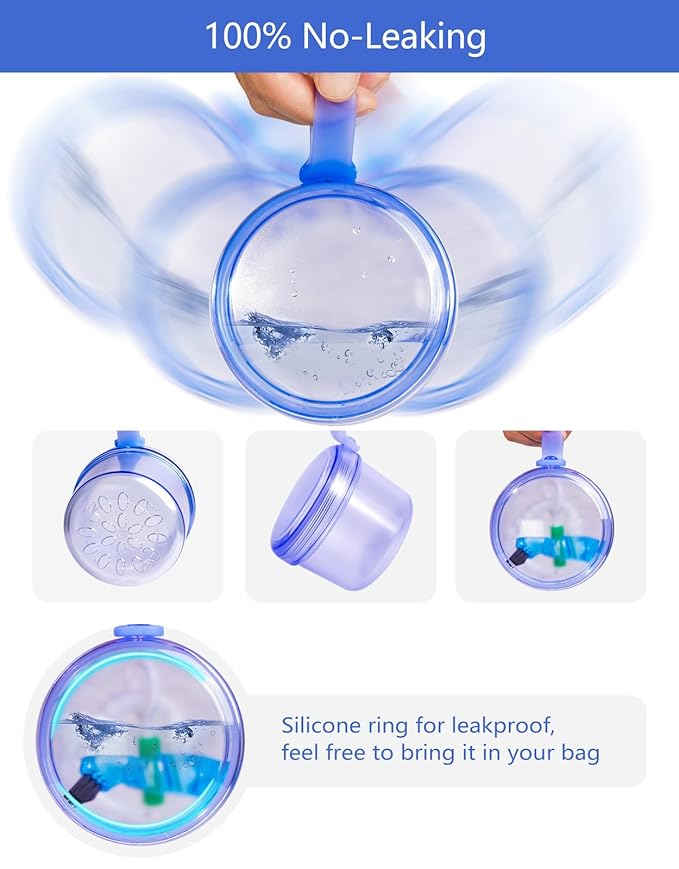 Large Denture case, No-Leak Denture Bath Box Denture Cup, Retainer Cleaning Box, Complete Clean Care for Dentures, Clear Braces, Mouth Guard, Night Guard & Retainers (transparent blue)