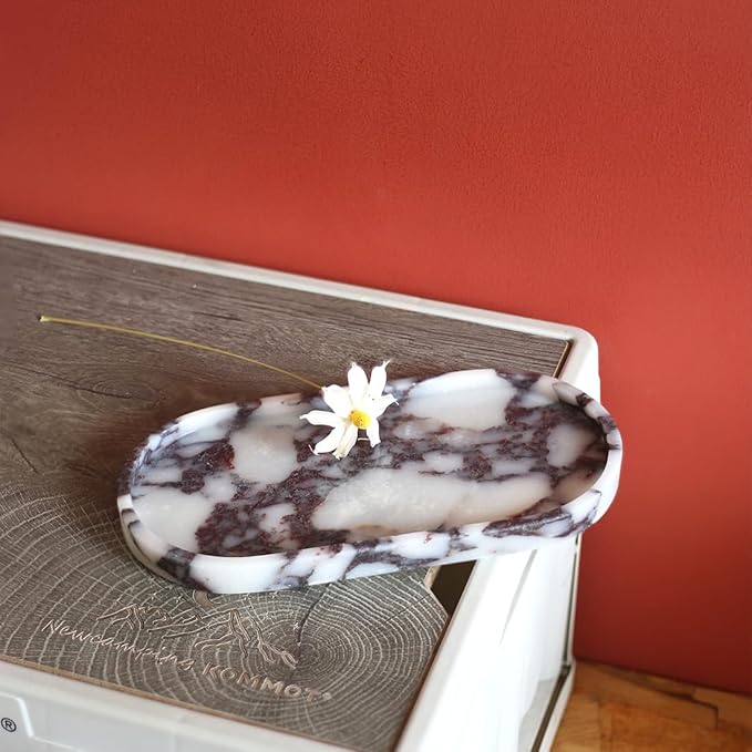 100% Natural Luxury Calaccata Viola Marble Small Hand Towel Tray Holder Organizer, Makeup Bathroom Holder