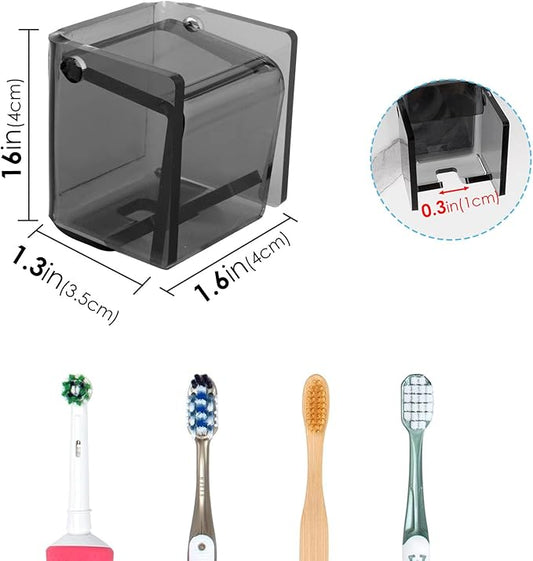 2 PCS Toothbrush Holder Wall Mounted with Cover for Bathroom, Self Adhesive Toothbrush Storage Organizer for Shower, Mini Toothbrush Hanger Rack for Dorm, Cabinet