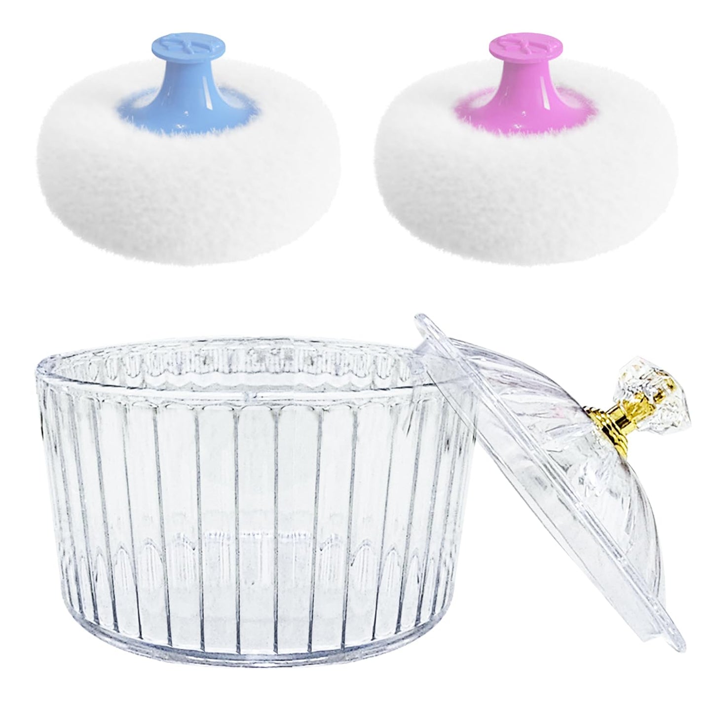 3 Pcs Body Powder Puff and Container, Large Soft Face Body Powder Puff Dish Fluffy for Women