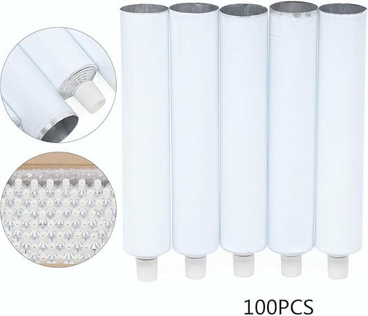 100Pcs Aluminum Empty Toothpaste Tubes Refillable Travel Toothpaste Tube with Needle Cap, 100ml Toothpaste Empty Tubes Bottom Opening Empty Tube Containers for DIY Filling of Daily Necessities